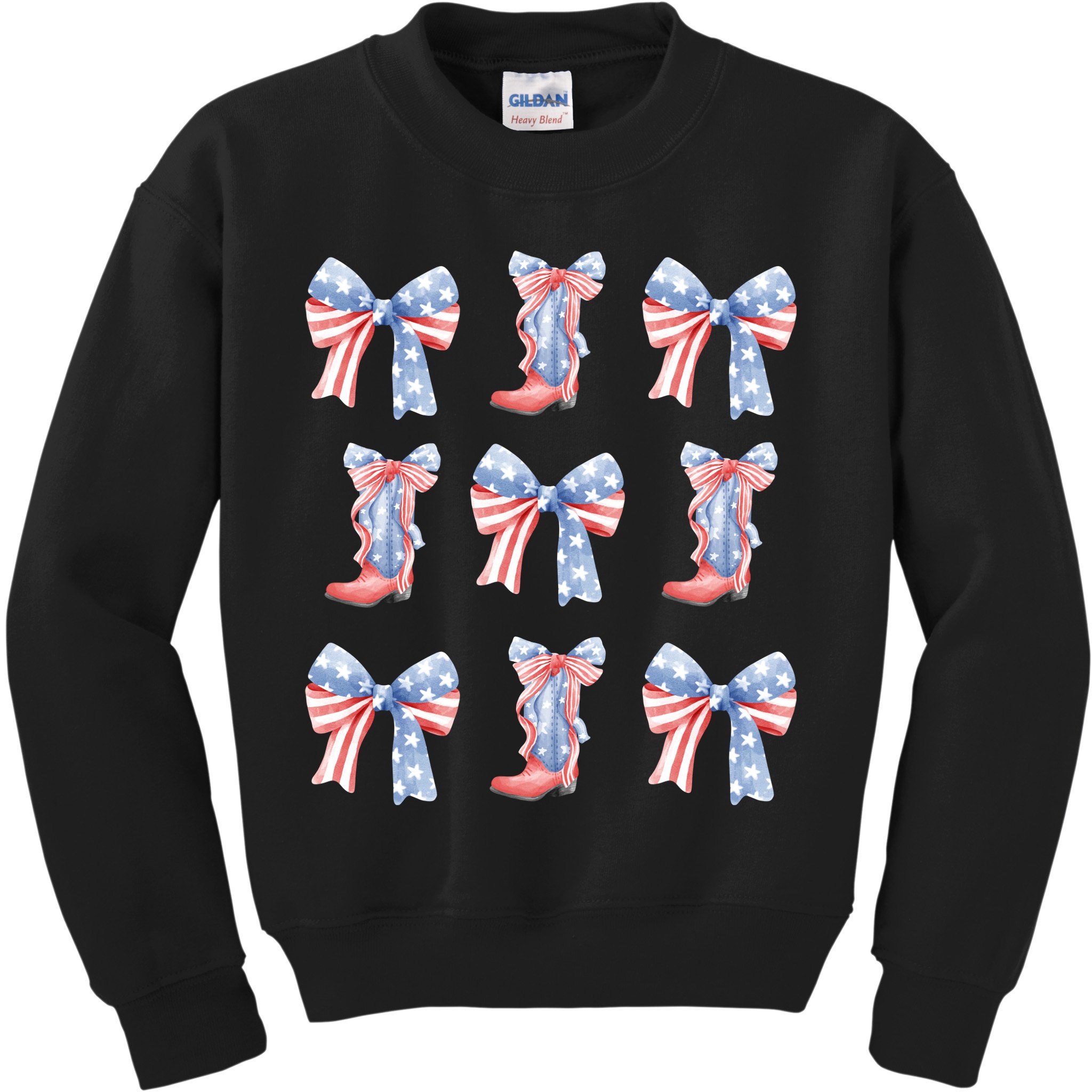 July 4th Coquette Bow America Retro Kids Sweatshirt