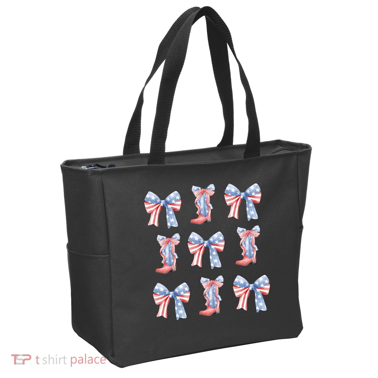 July 4th Coquette Bow America Retro Zip Tote Bag