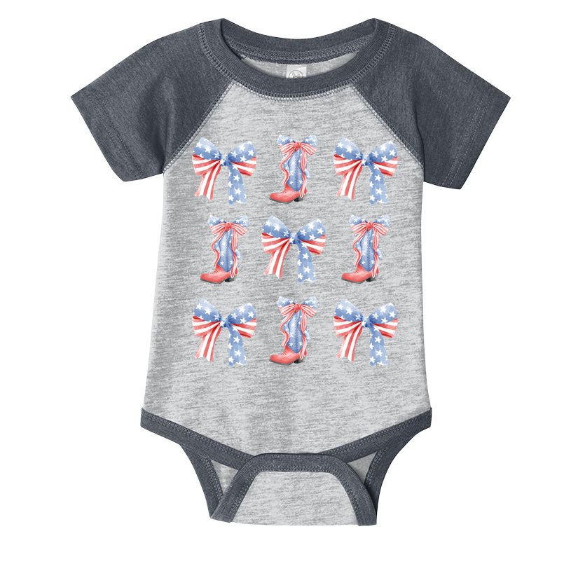 July 4th Coquette Bow America Retro Infant Baby Jersey Bodysuit