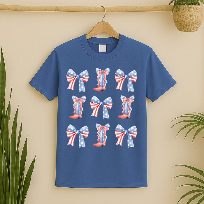 July 4th Coquette Bow America Retro T-Shirt