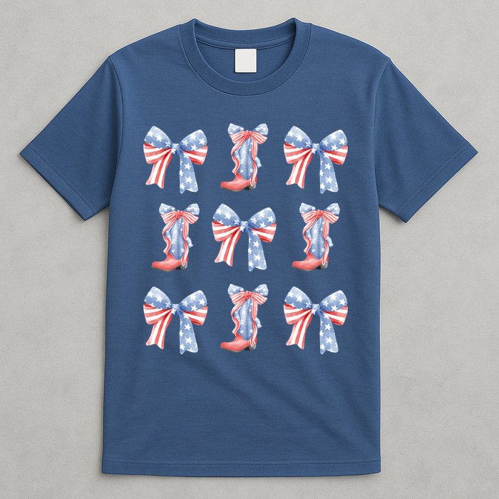 July 4th Coquette Bow America Retro T-Shirt