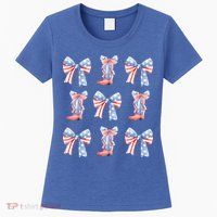 July 4th Coquette Bow America Retro Womens T-Shirt