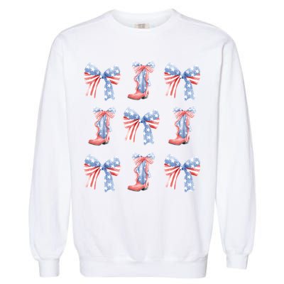 July 4th Coquette Bow America Retro Garment-Dyed Sweatshirt