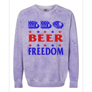 July 4 Celebrate Freedom Good Beer Great Bbq Meaningful Gift Colorblast Crewneck Sweatshirt