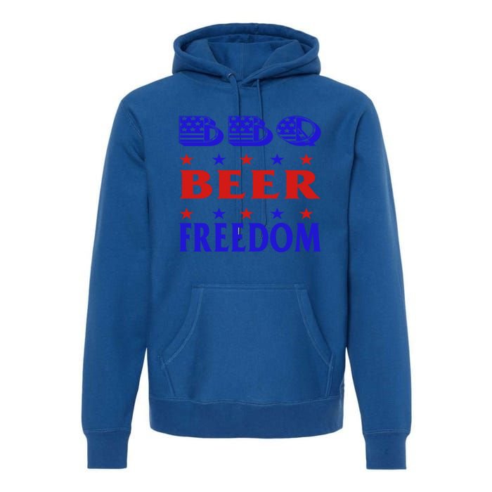 July 4 Celebrate Freedom Good Beer Great Bbq Meaningful Gift Premium Hoodie