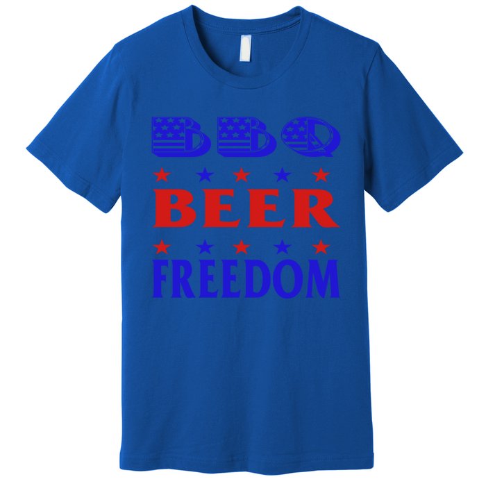 July 4 Celebrate Freedom Good Beer Great Bbq Meaningful Gift Premium T-Shirt