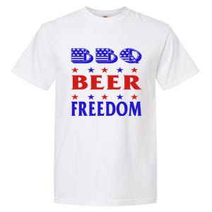 July 4 Celebrate Freedom Good Beer Great Bbq Meaningful Gift Garment-Dyed Heavyweight T-Shirt