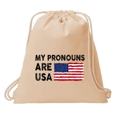 July 4th Funny My Pronouns Are Usa Drawstring Bag