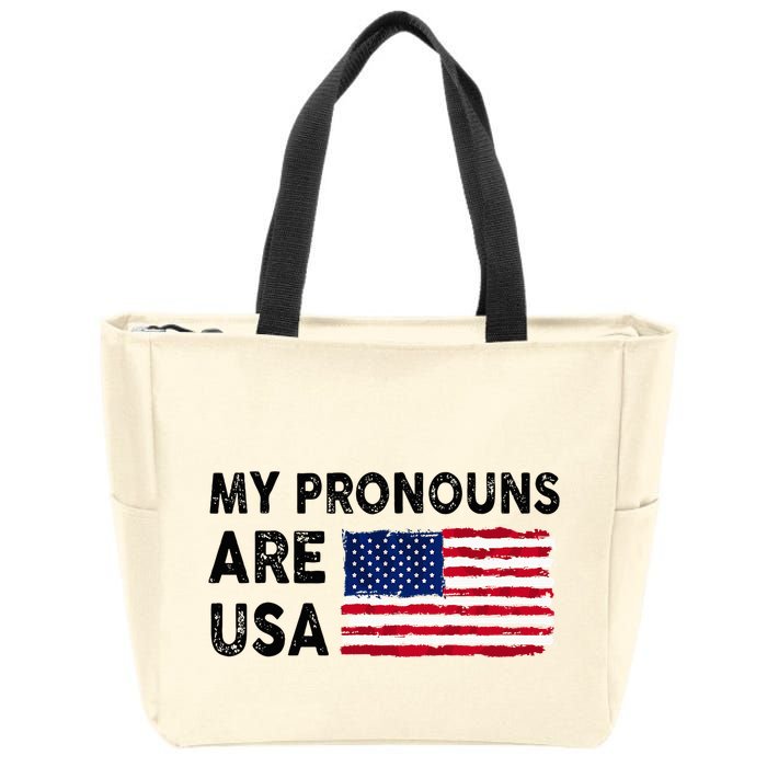July 4th Funny My Pronouns Are Usa Zip Tote Bag