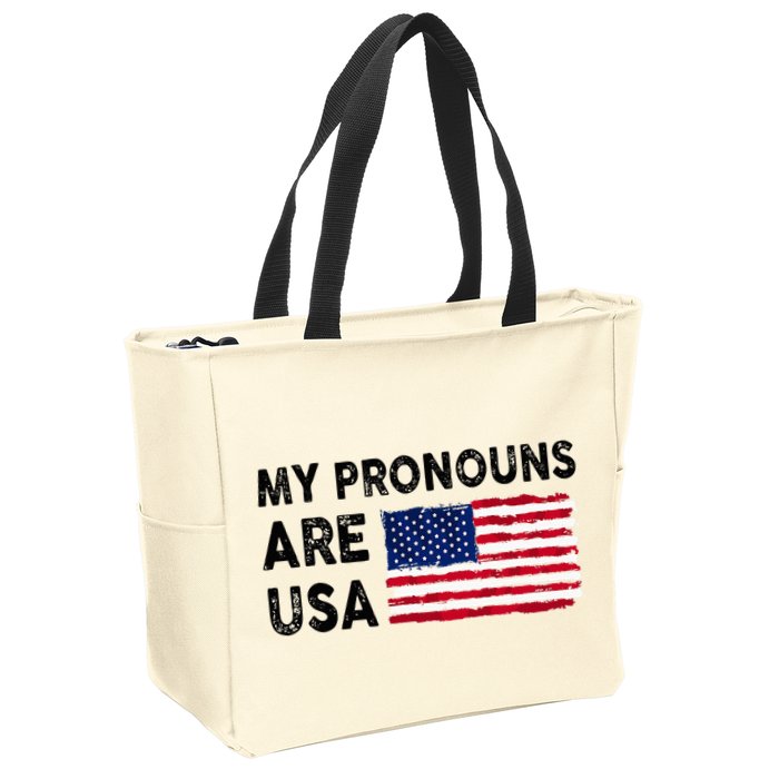 July 4th Funny My Pronouns Are Usa Zip Tote Bag