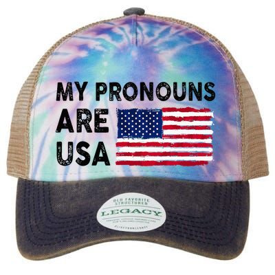July 4th Funny My Pronouns Are Usa Legacy Tie Dye Trucker Hat