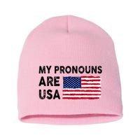 July 4th Funny My Pronouns Are Usa Short Acrylic Beanie
