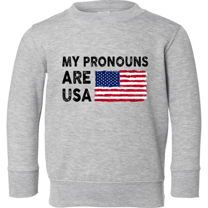July 4th Funny My Pronouns Are Usa Toddler Sweatshirt