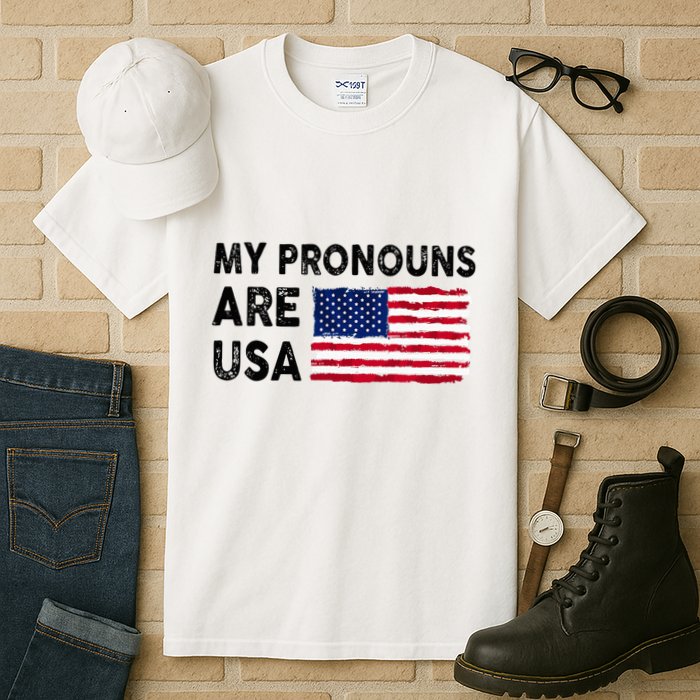 July 4th Funny My Pronouns Are Usa Tall T-Shirt