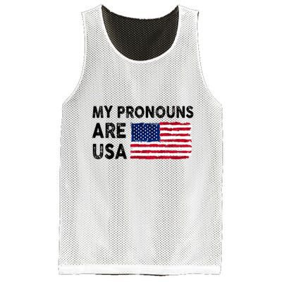 July 4th Funny My Pronouns Are Usa Mesh Reversible Basketball Jersey Tank