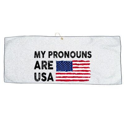 July 4th Funny My Pronouns Are Usa Large Microfiber Waffle Golf Towel