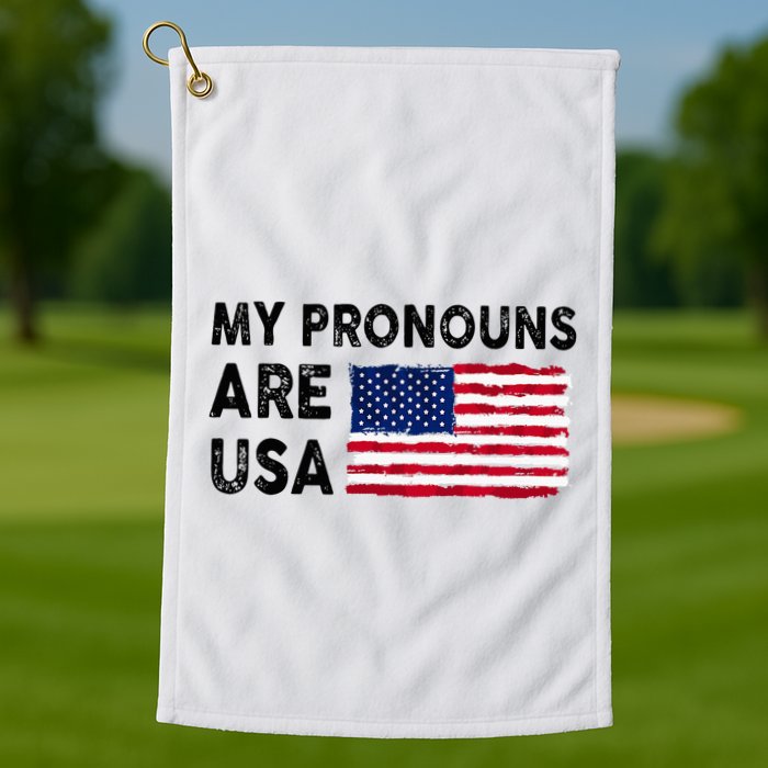 July 4th Funny My Pronouns Are Usa Golf Towel