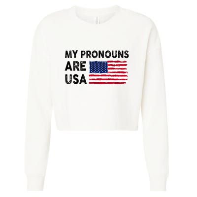 July 4th Funny My Pronouns Are Usa Cropped Pullover Crew