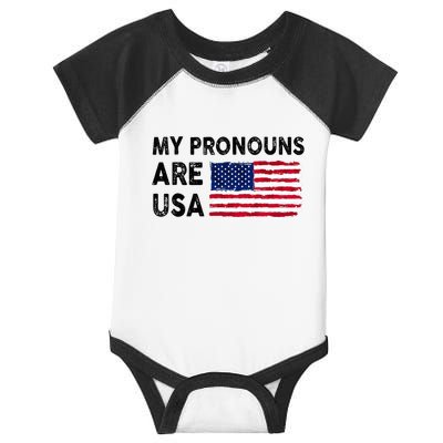 July 4th Funny My Pronouns Are Usa Infant Baby Jersey Bodysuit