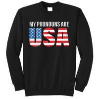 July 4th Funny My Pronouns Are USA 4th Of Jully US Flag Sweatshirt