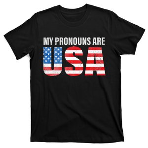 July 4th Funny My Pronouns Are USA 4th Of Jully US Flag T-Shirt