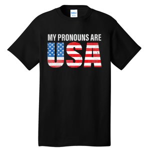 July 4th Funny My Pronouns Are USA 4th Of Jully US Flag Tall T-Shirt