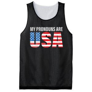 July 4th Funny My Pronouns Are USA 4th Of Jully US Flag Mesh Reversible Basketball Jersey Tank