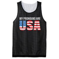 July 4th Funny My Pronouns Are USA 4th Of Jully US Flag Mesh Reversible Basketball Jersey Tank