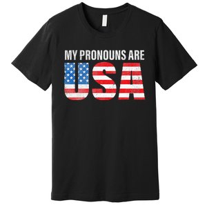 July 4th Funny My Pronouns Are USA 4th Of Jully US Flag Premium T-Shirt