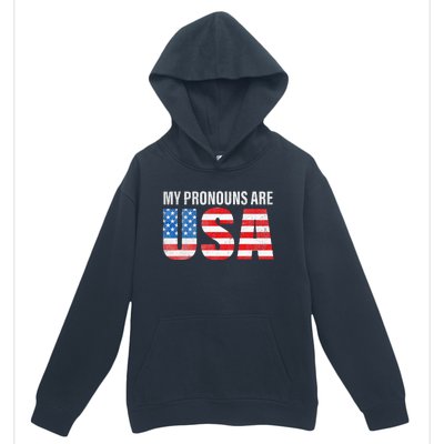 July 4th Funny My Pronouns Are USA 4th Of Jully US Flag Urban Pullover Hoodie