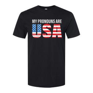 July 4th Funny My Pronouns Are USA 4th Of Jully US Flag Softstyle CVC T-Shirt