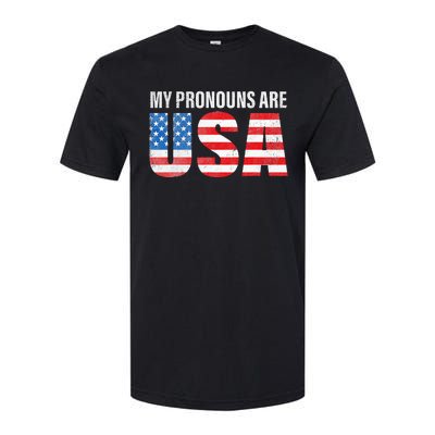 July 4th Funny My Pronouns Are USA 4th Of Jully US Flag Softstyle CVC T-Shirt