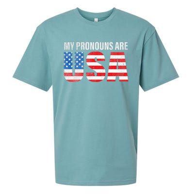 July 4th Funny My Pronouns Are USA 4th Of Jully US Flag Sueded Cloud Jersey T-Shirt