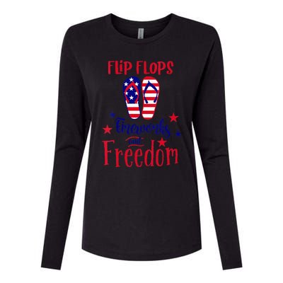 July 4th Flip Flops Fireworks & Freedom 4th of July Party Womens Cotton Relaxed Long Sleeve T-Shirt