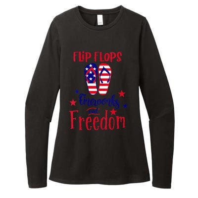 July 4th Flip Flops Fireworks & Freedom 4th of July Party Womens CVC Long Sleeve Shirt