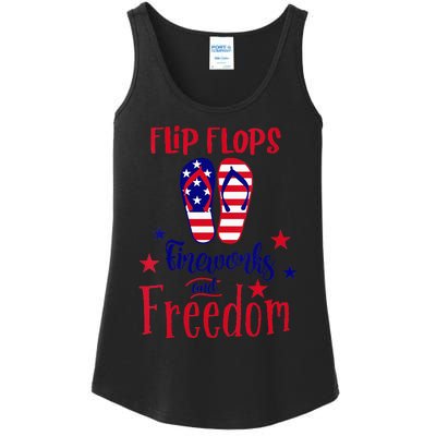 July 4th Flip Flops Fireworks & Freedom 4th of July Party Ladies Essential Tank