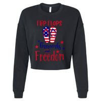 July 4th Flip Flops Fireworks & Freedom 4th of July Party Cropped Pullover Crew