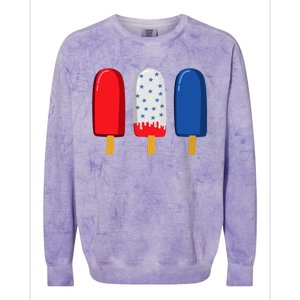 July 4th Funny Gift American Flag Popsicle Cute Gift Colorblast Crewneck Sweatshirt