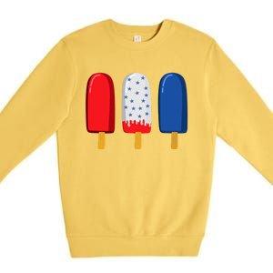 July 4th Funny Gift American Flag Popsicle Cute Gift Premium Crewneck Sweatshirt