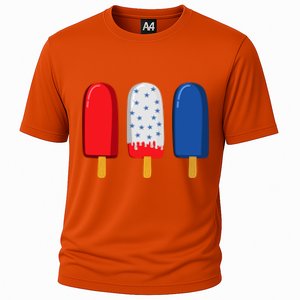 July 4th Funny Gift American Flag Popsicle Cute Gift Cooling Performance Crew T-Shirt