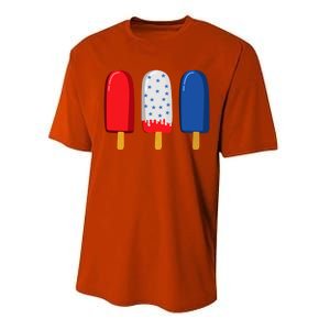 July 4th Funny Gift American Flag Popsicle Cute Gift Performance Sprint T-Shirt