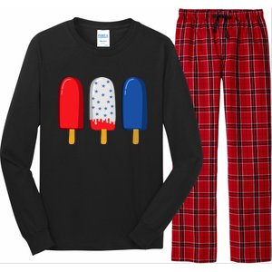 July 4th Funny Gift American Flag Popsicle Cute Gift Long Sleeve Pajama Set