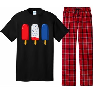 July 4th Funny Gift American Flag Popsicle Cute Gift Pajama Set