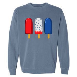 July 4th Funny Gift American Flag Popsicle Cute Gift Garment-Dyed Sweatshirt