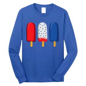 July 4th Funny Gift American Flag Popsicle Cute Gift Long Sleeve Shirt