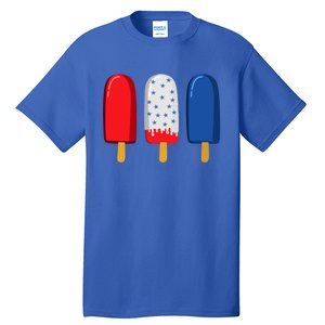 July 4th Funny Gift American Flag Popsicle Cute Gift Tall T-Shirt