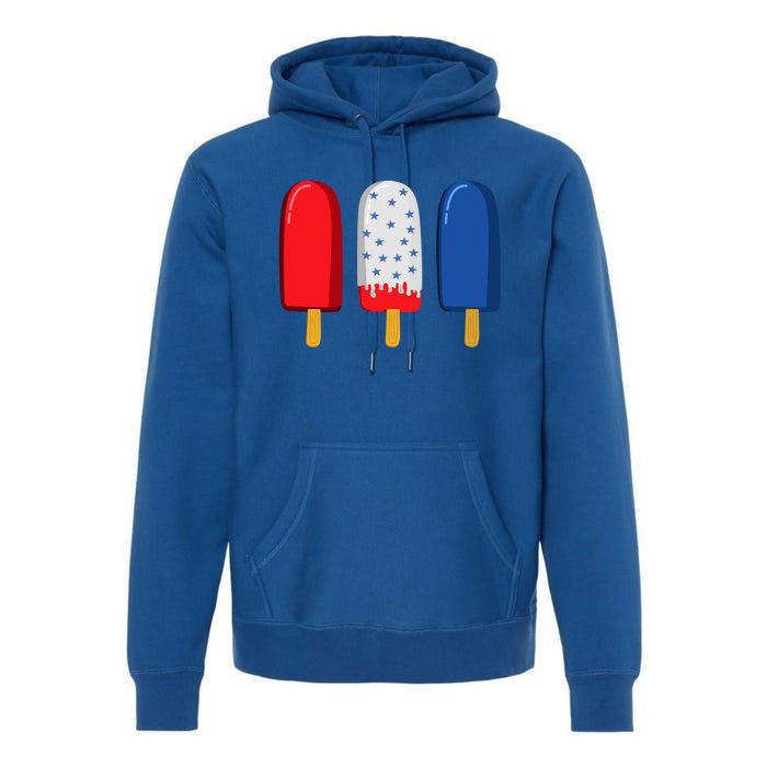 July 4th Funny Gift American Flag Popsicle Cute Gift Premium Hoodie