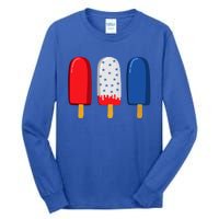 July 4th Funny Gift American Flag Popsicle Cute Gift Tall Long Sleeve T-Shirt