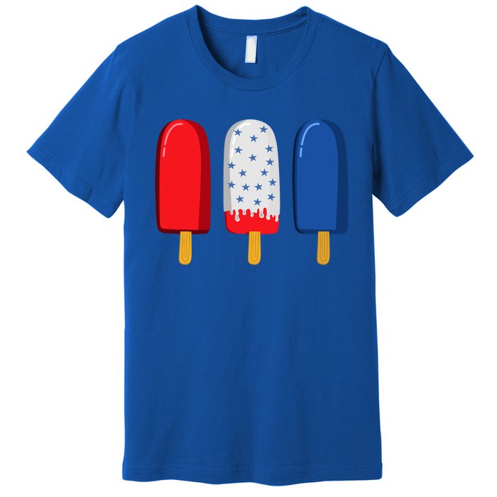 July 4th Funny Gift American Flag Popsicle Cute Gift Premium T-Shirt