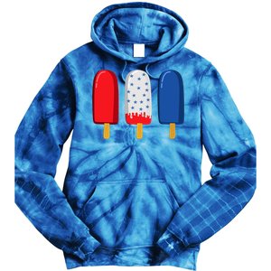 July 4th Funny Gift American Flag Popsicle Cute Gift Tie Dye Hoodie